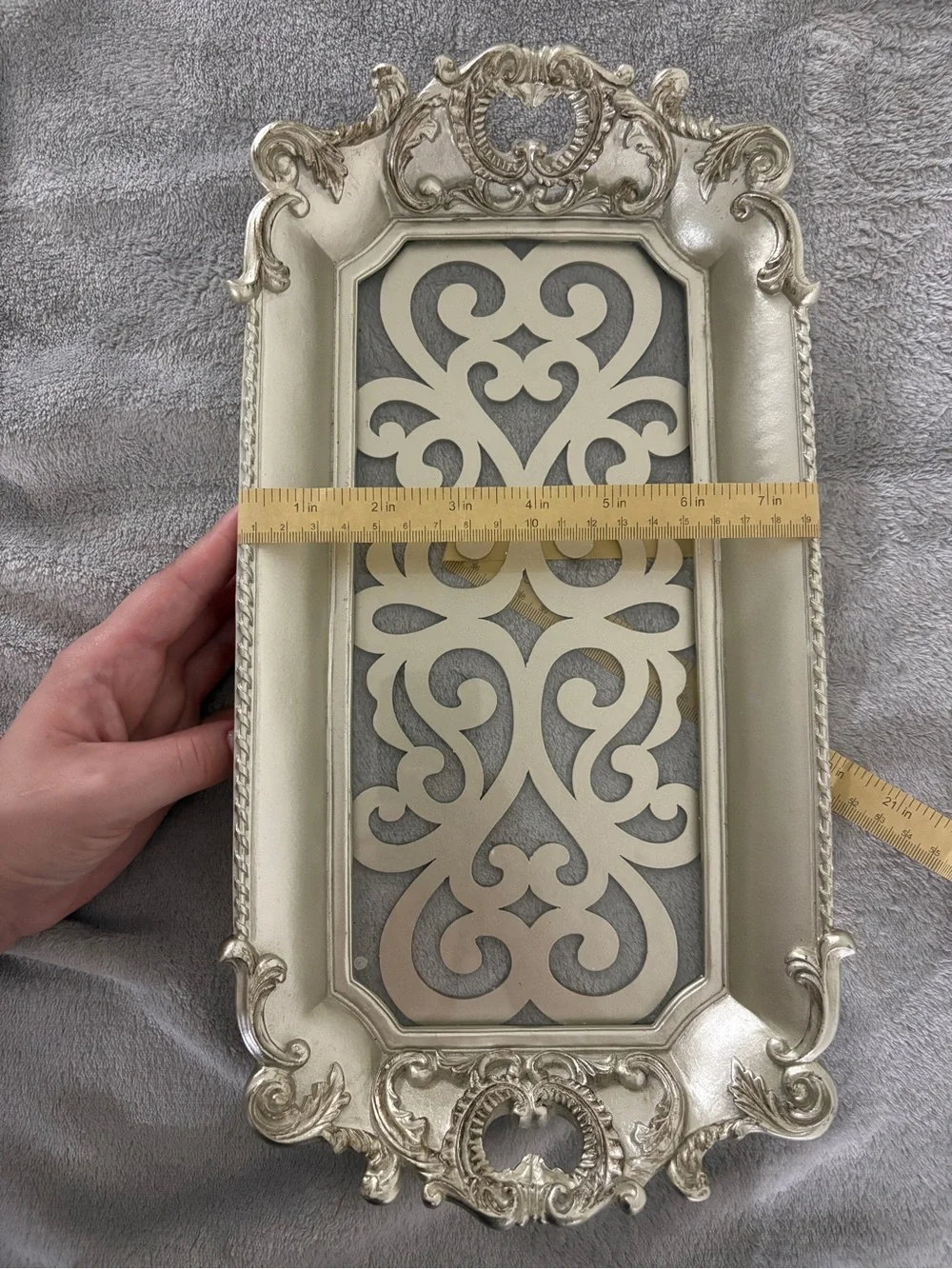 Ornate Silver Decorative Vanity Tray